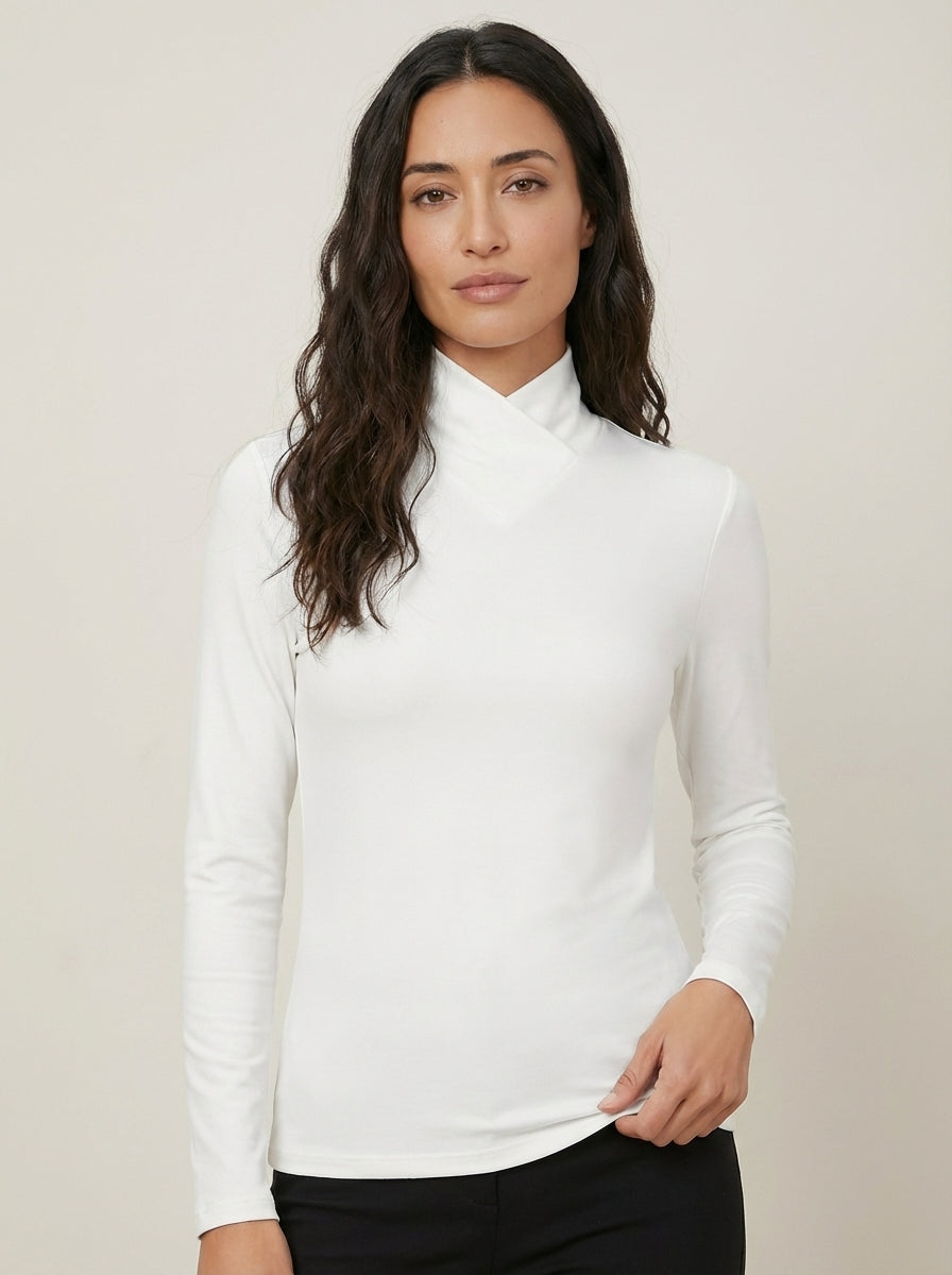 Celeste | Draped High-Neck Long-Sleeve Top