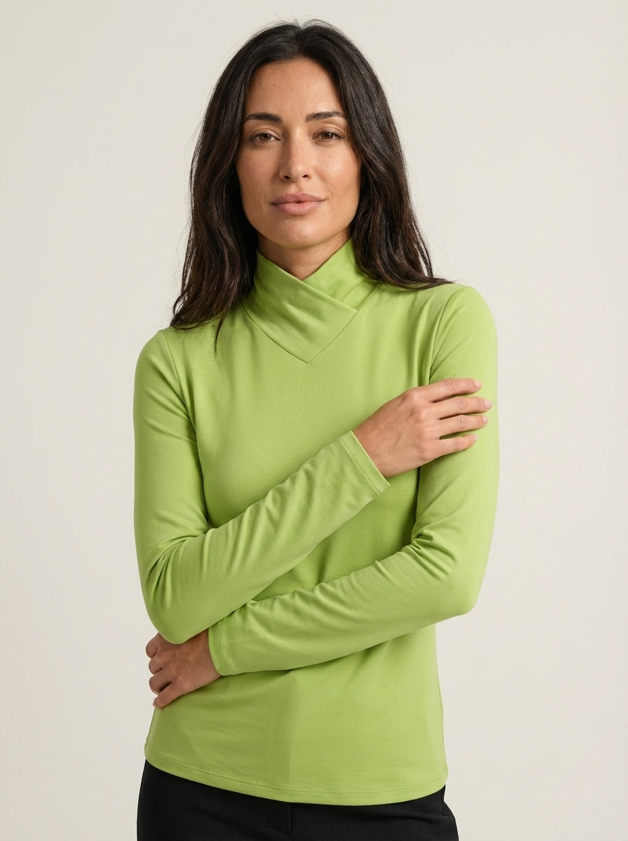 Celeste | Draped High-Neck Long-Sleeve Top