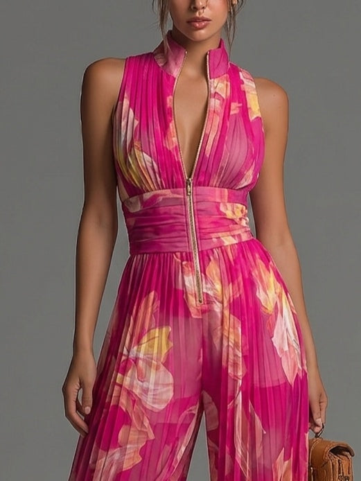 Zsófia | Pleated Floral Jumpsuit