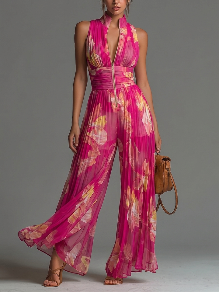 Zsófia | Pleated Floral Jumpsuit
