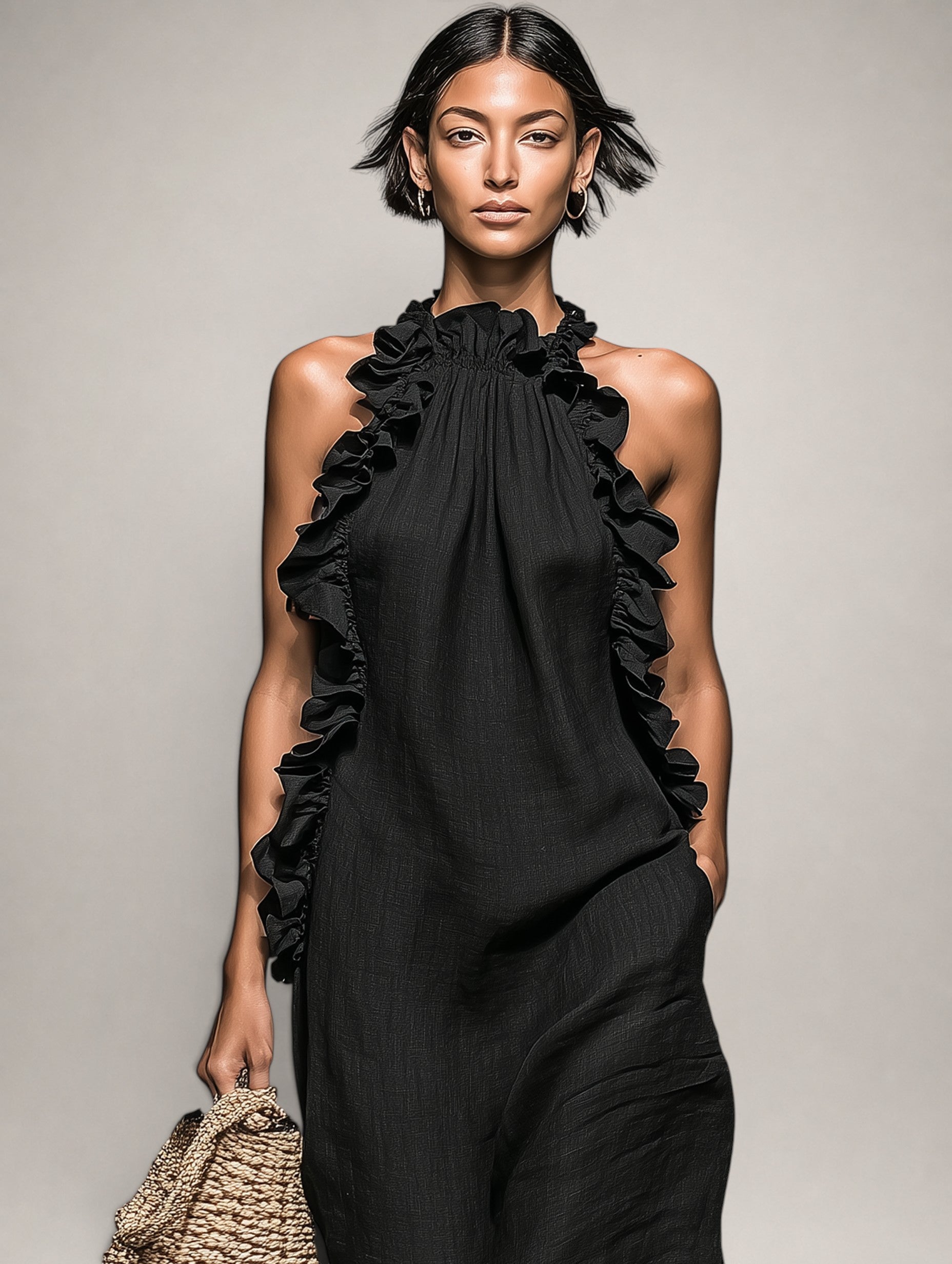 Emilia | Ruffle Linen Maxi Dress
