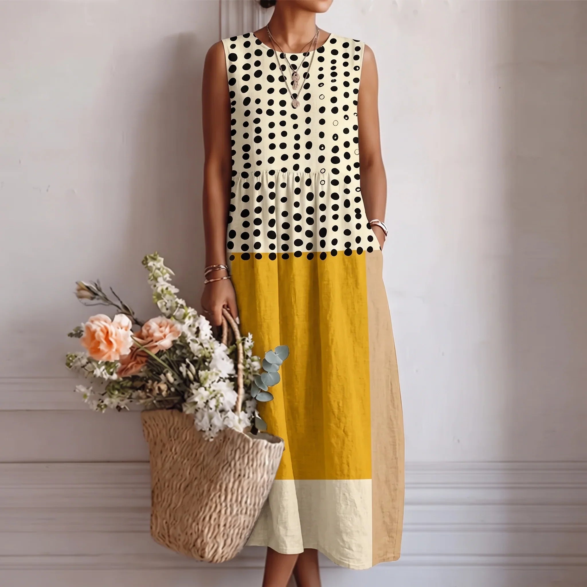 Amélie | Sleeveless Floral Midi Dress