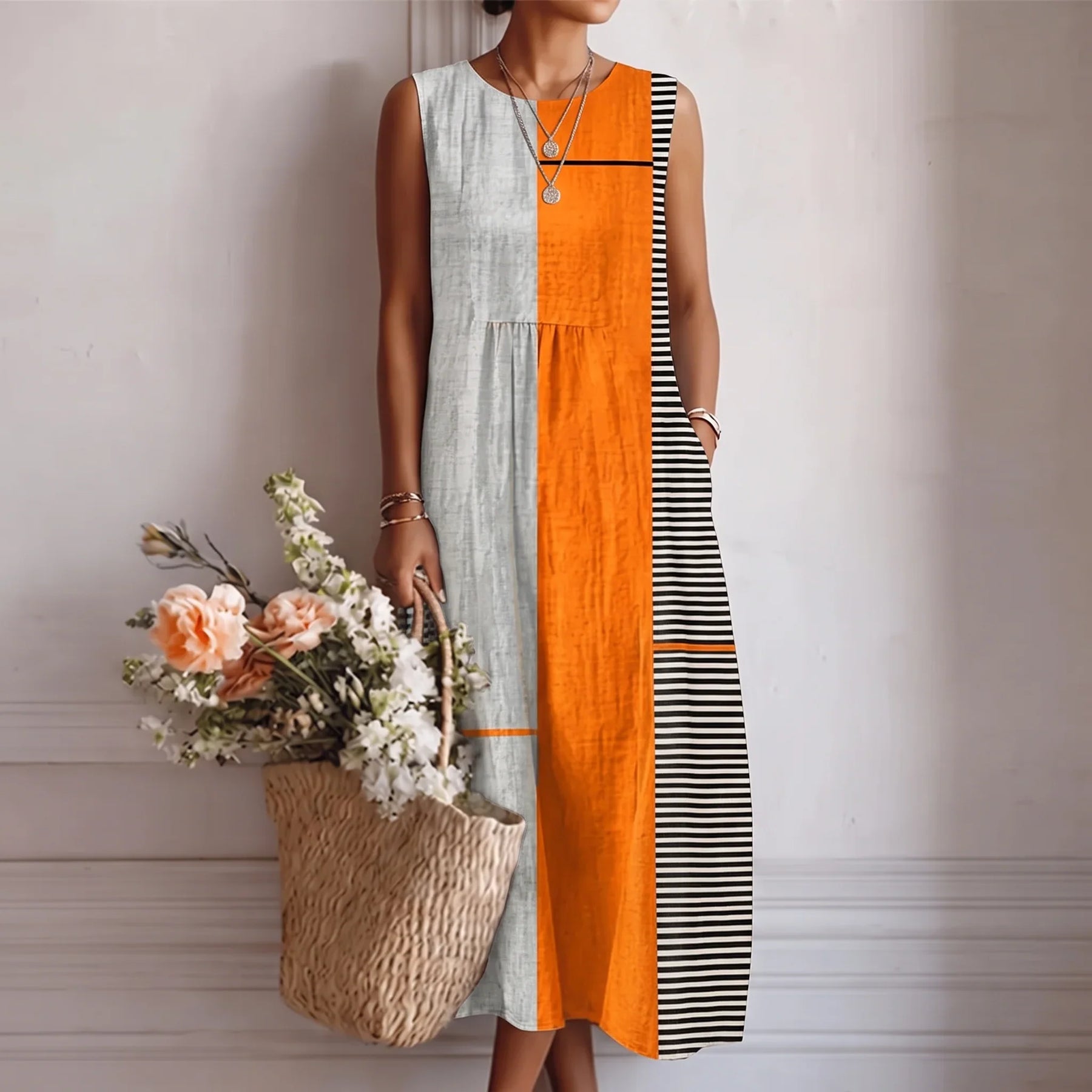 Amélie | Sleeveless Floral Midi Dress