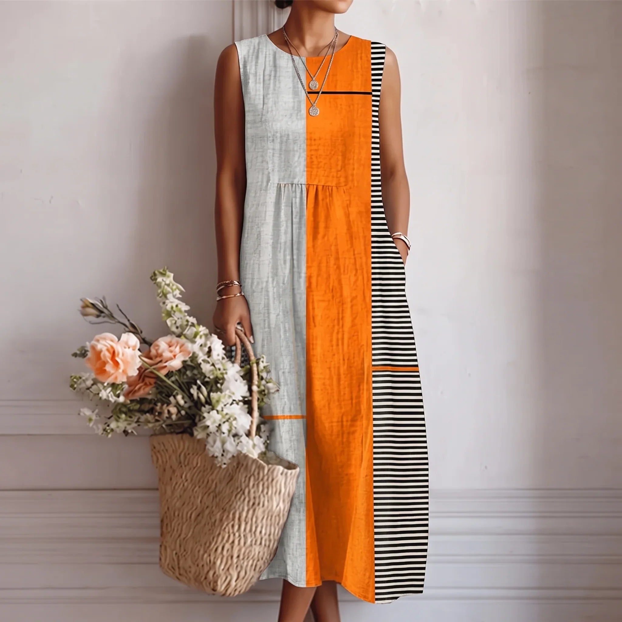 Amélie | Sleeveless Floral Midi Dress