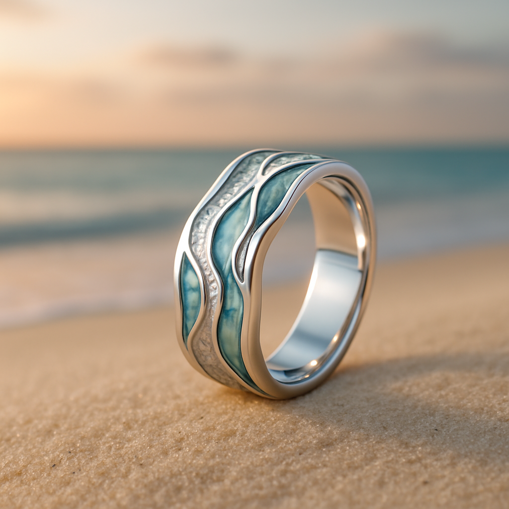 Bague Ondes Turquoises en Argent