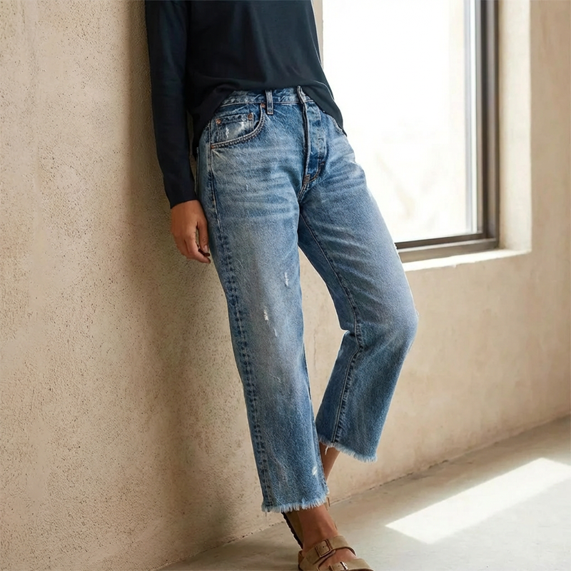 Laurent Atelier™ | Retro Cropped Straight Jeans