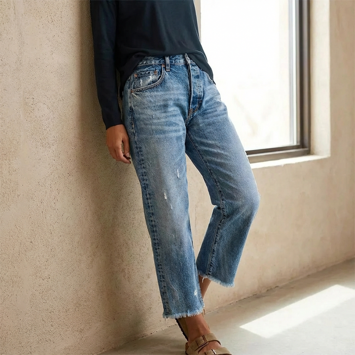 Laurent Atelier™ | Retro Cropped Straight Jeans